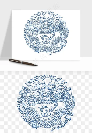 青花瓷花纹花卉图案png免抠