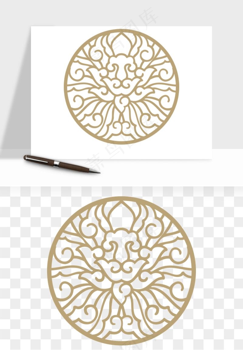 中式镂空古典图案png免抠
