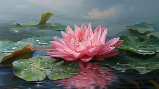 池塘里的睡莲荷花立夏夏至摄影图