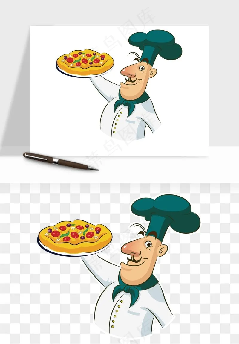 手绘厨师大厨png免抠