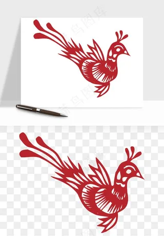 传统花鸟动物剪纸png免抠