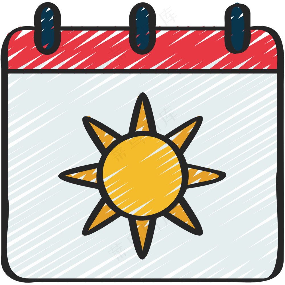 度假日历 铅笔手绘图标 icon