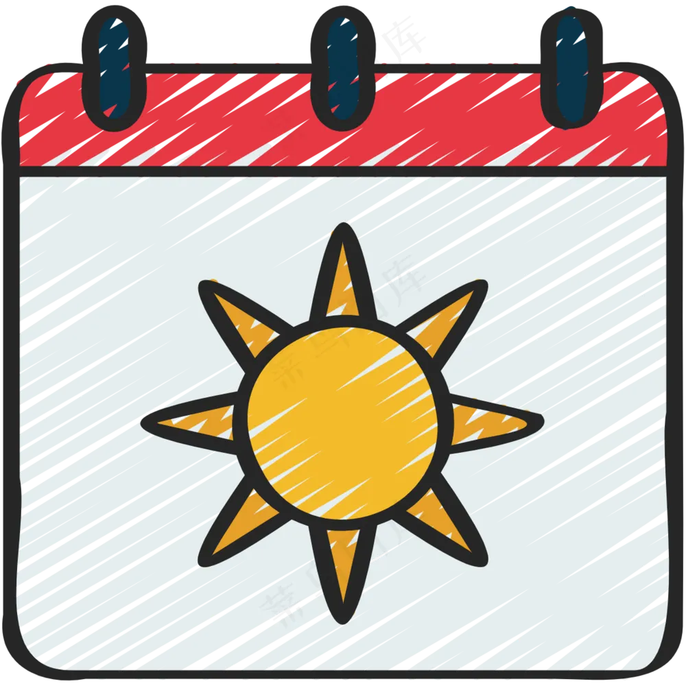 度假日历 铅笔手绘图标 icon