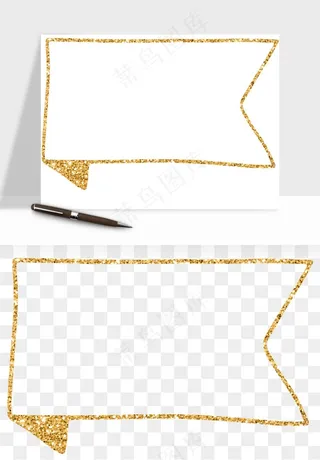 金色植物花环边框png免抠