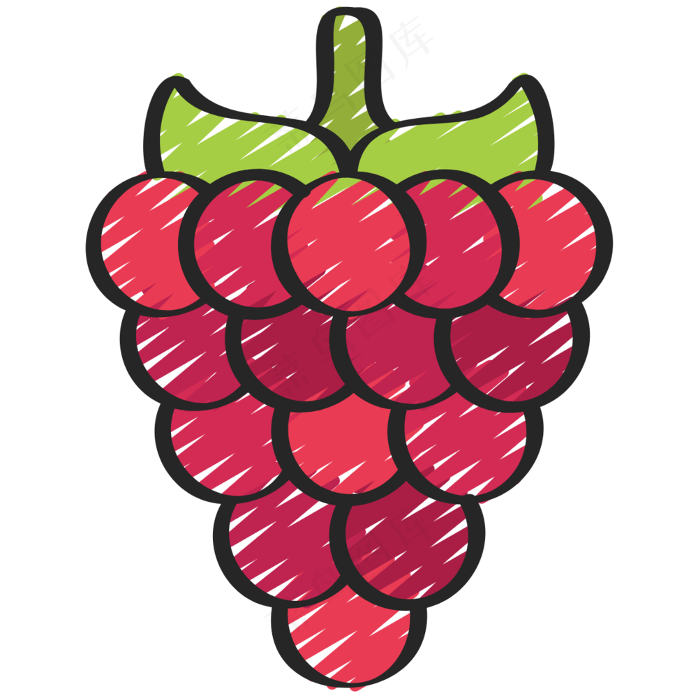 葡萄 grape 绿色健康食品 铅笔手绘图标icon