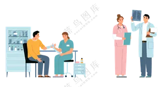 卡通护士照顾病人场景素材 (3)