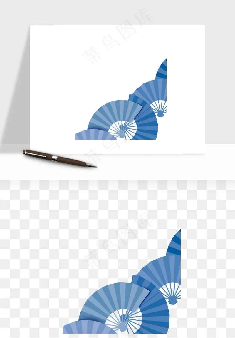 古风扇子元素png免抠