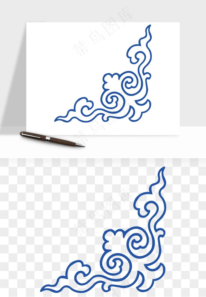 青花瓷花纹花卉图案png免抠