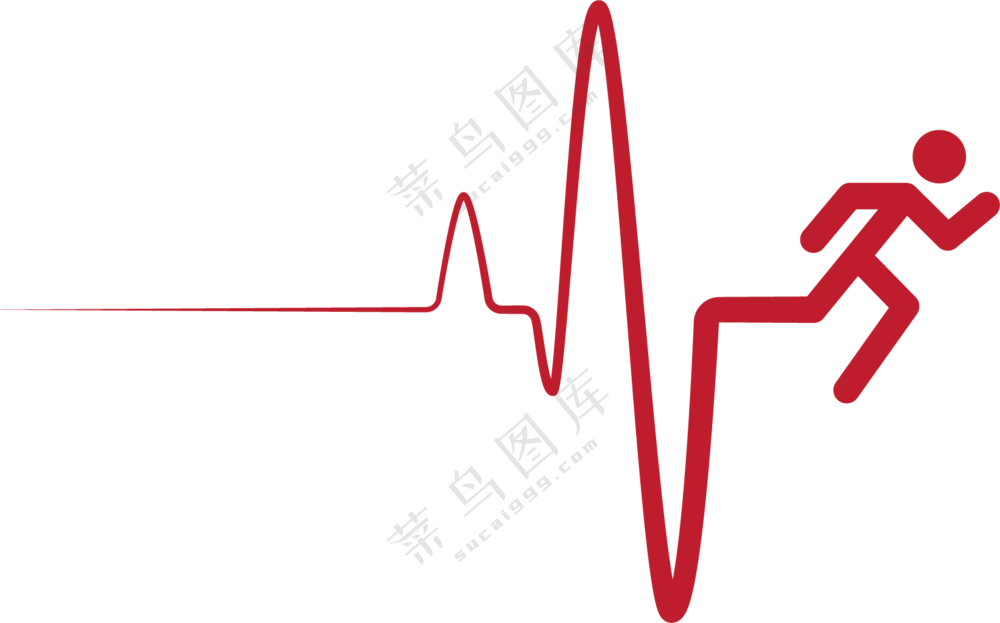 跑步人形心跳曲线创意免抠图片素材