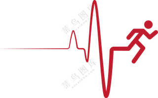 跑步人形心跳曲线创意免抠图片素材