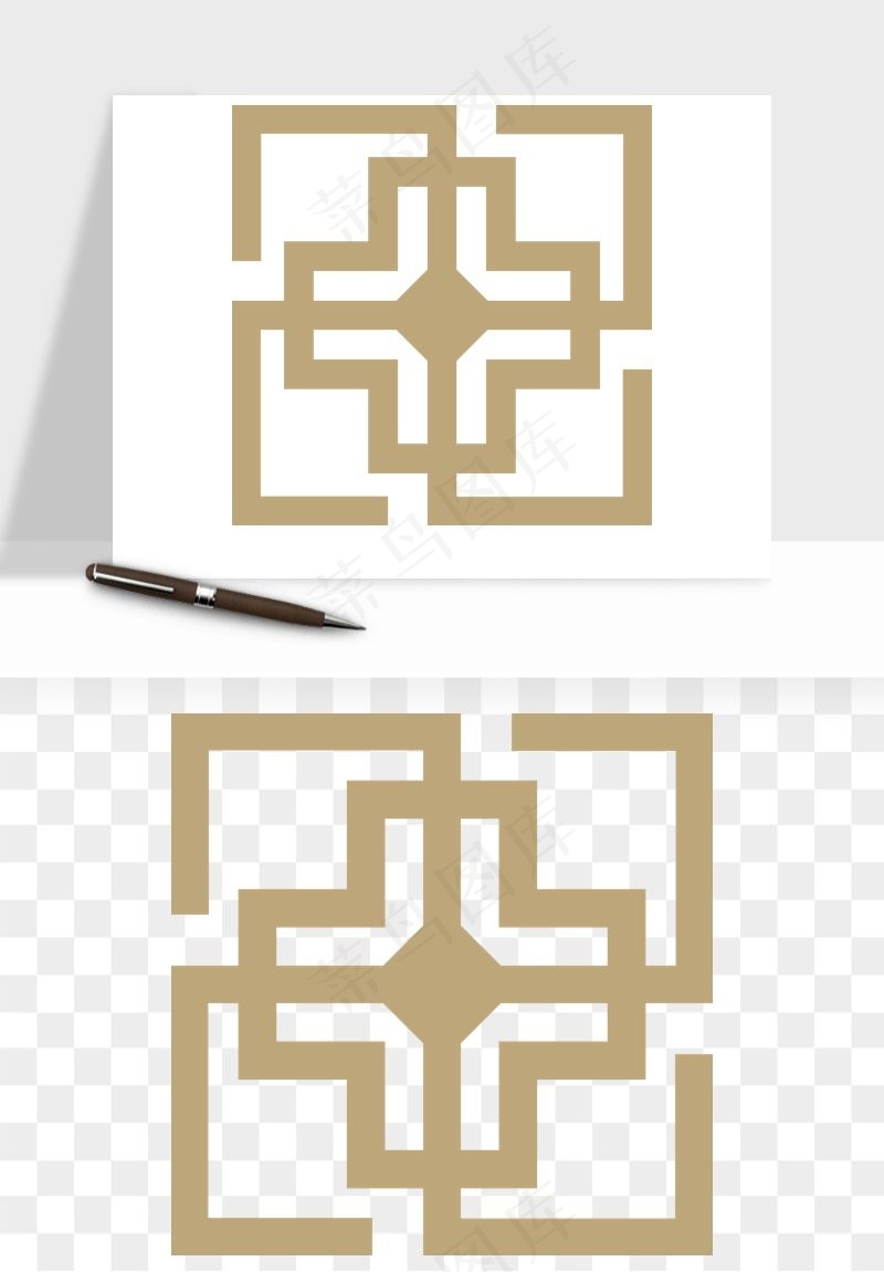 中式镂空古典图案png免抠