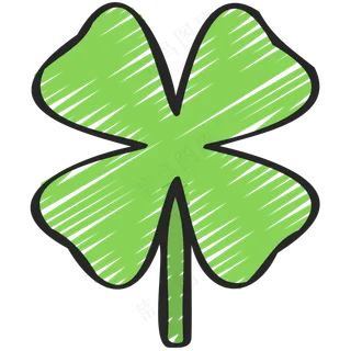 绿色幸运四叶草 铅笔手绘图标icon