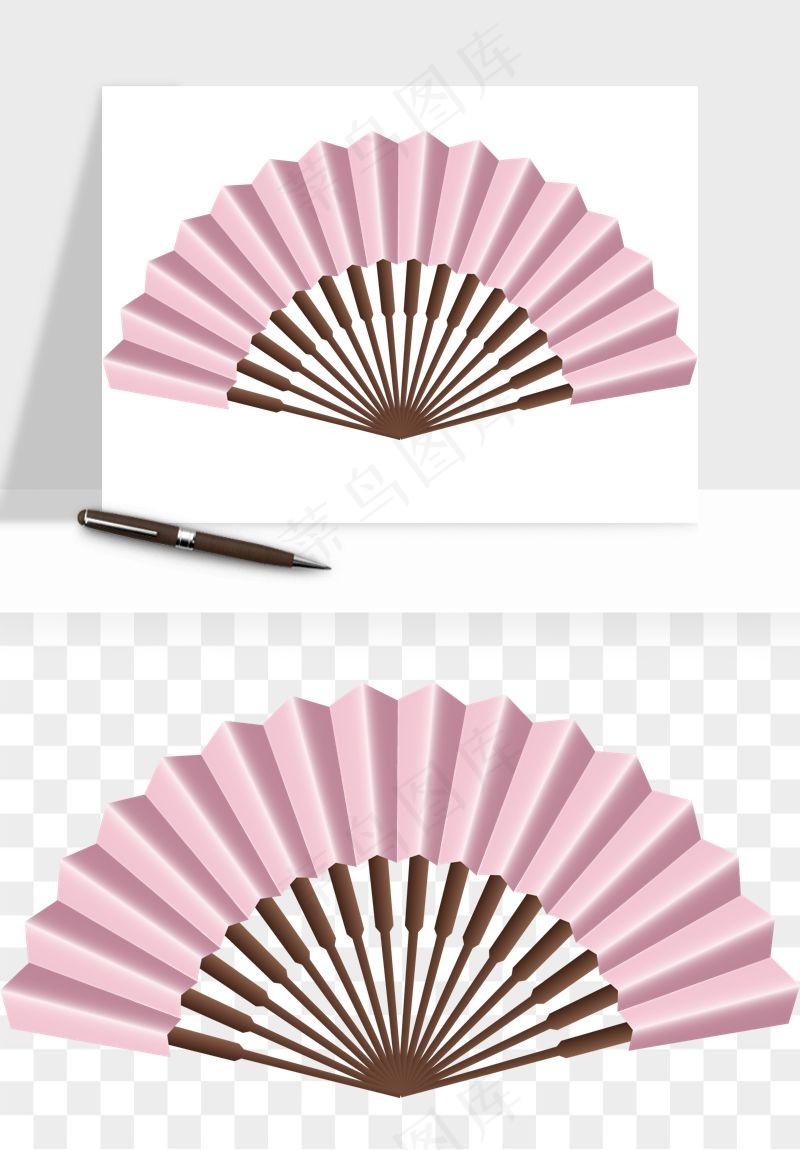 古风扇子元素png免抠