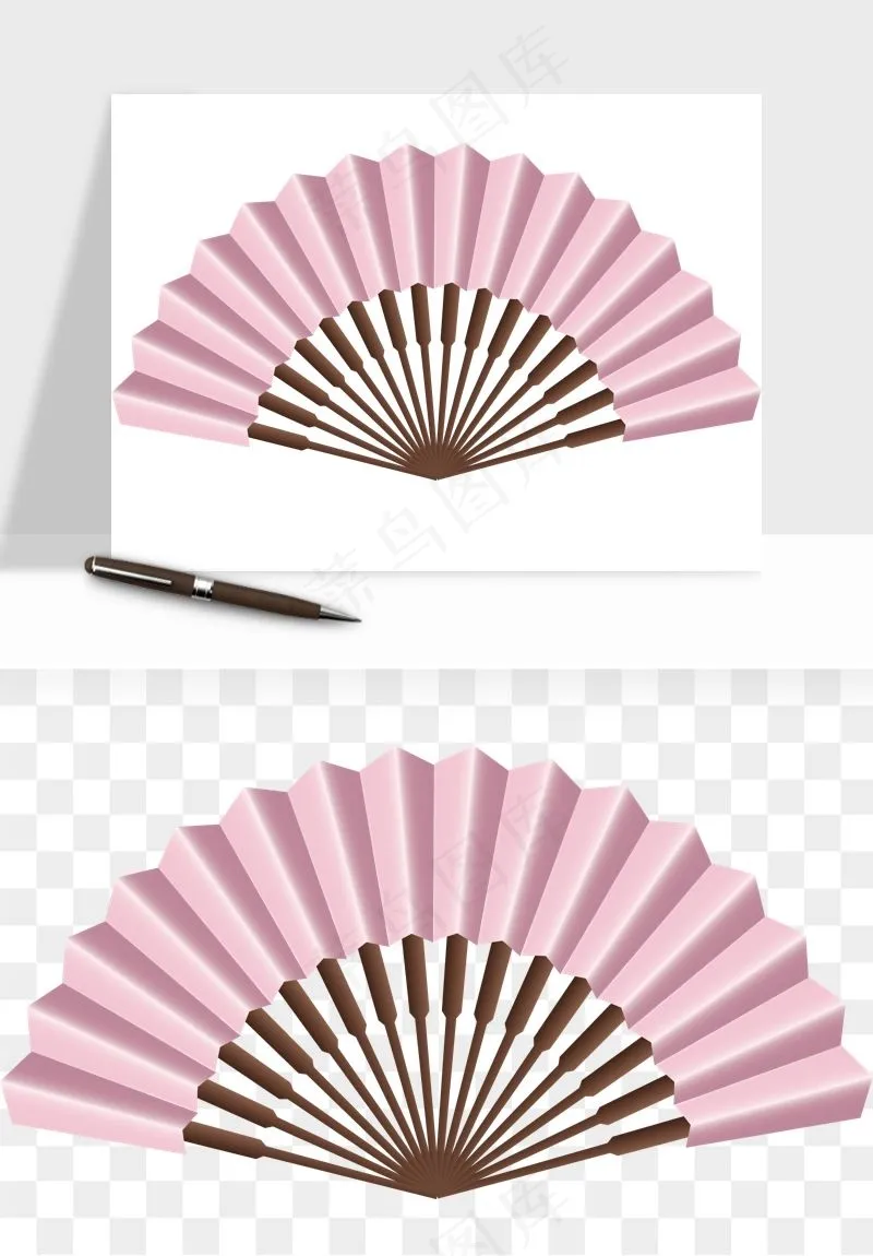 古风扇子元素png免抠