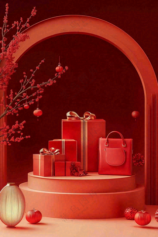 年货节促销电商背景