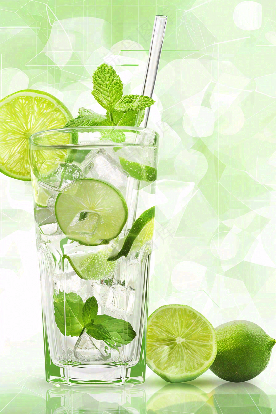 夏日饮品饮料清凉背景