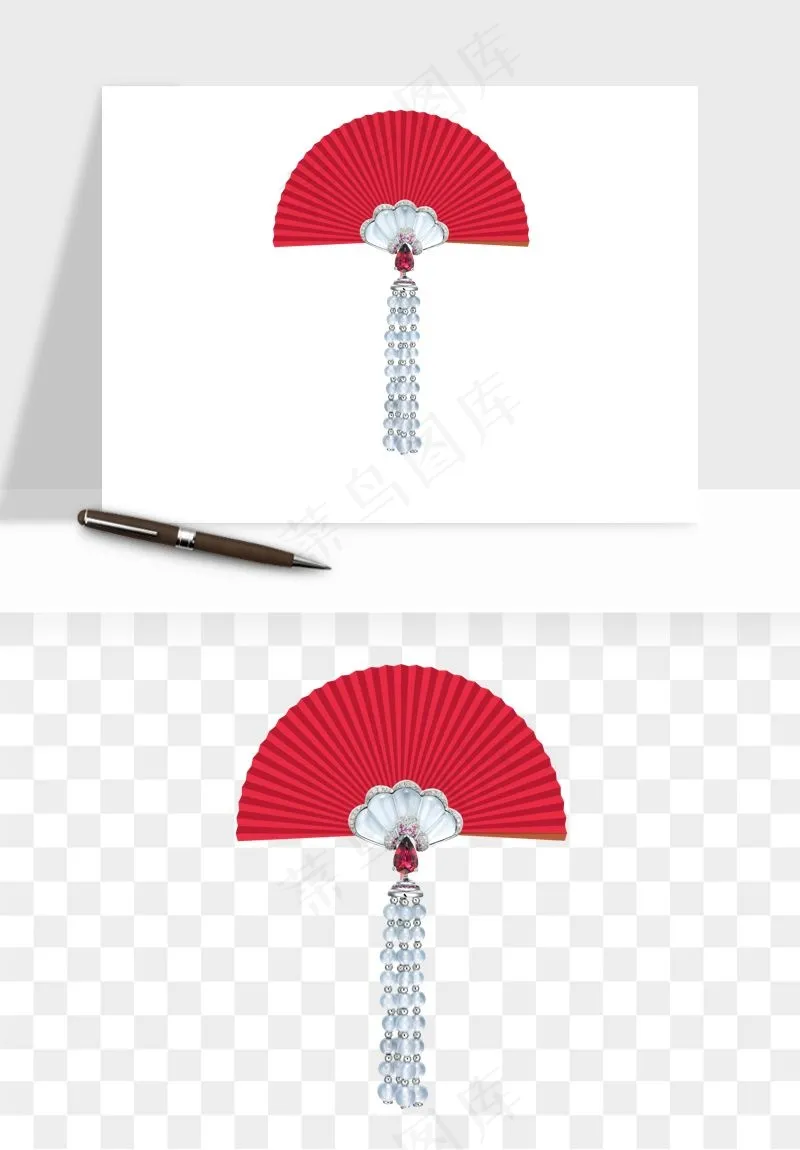 古风扇子元素png免抠