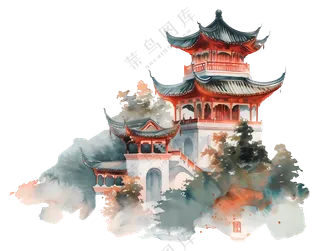 中国传统宝塔插画