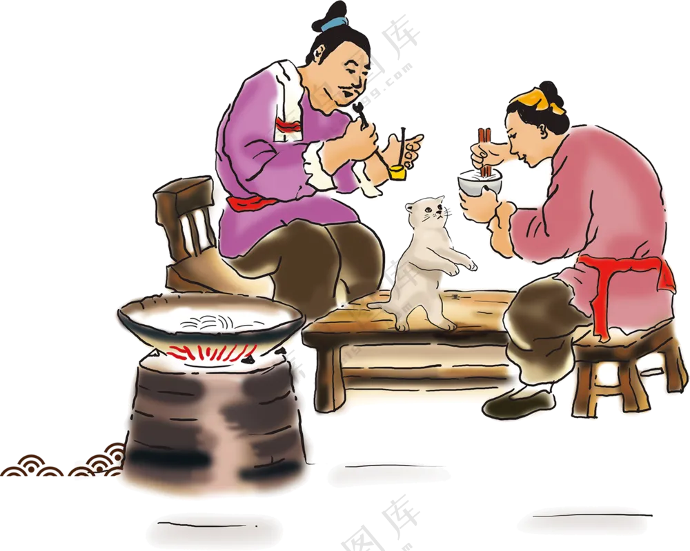 素材   市井人物   手绘插画       摆摊场景  古代人物摊位