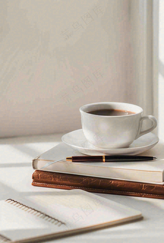 书本课本上的咖啡饮料教师节唯美摄影图