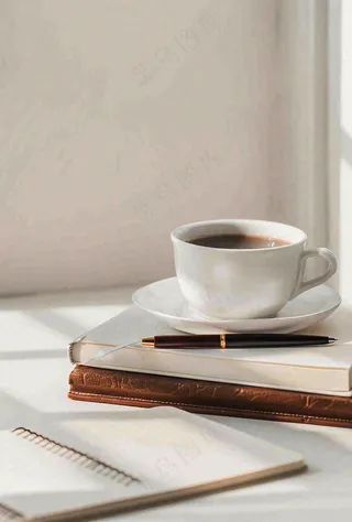 书本课本上的咖啡饮料教师节唯美摄影图