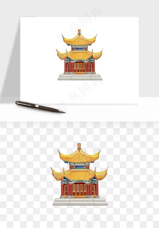 国潮风古建筑古楼古塔鼓楼psd,png免抠图