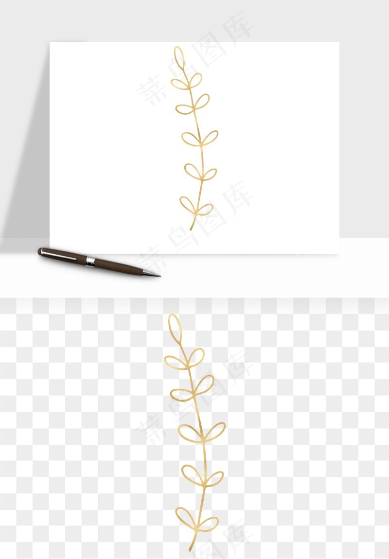 金色植物花环边框png免抠