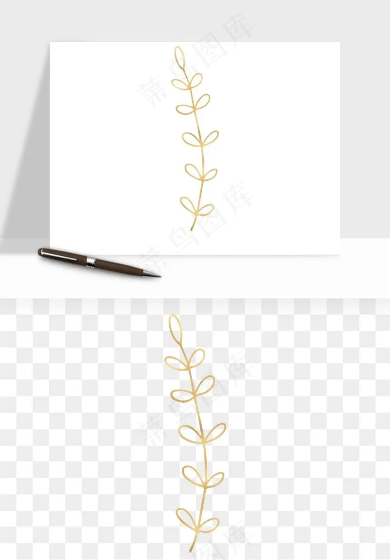 金色植物花环边框png免抠