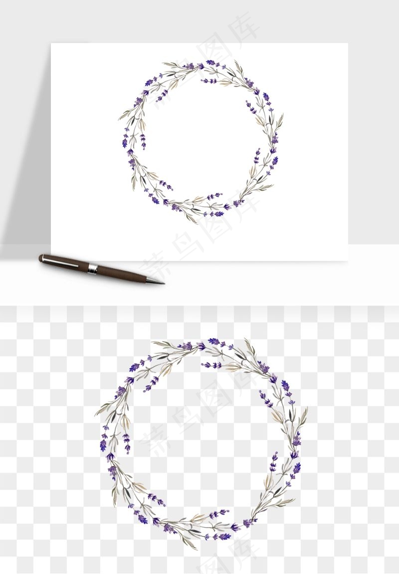 手绘花环边框浪漫png免抠