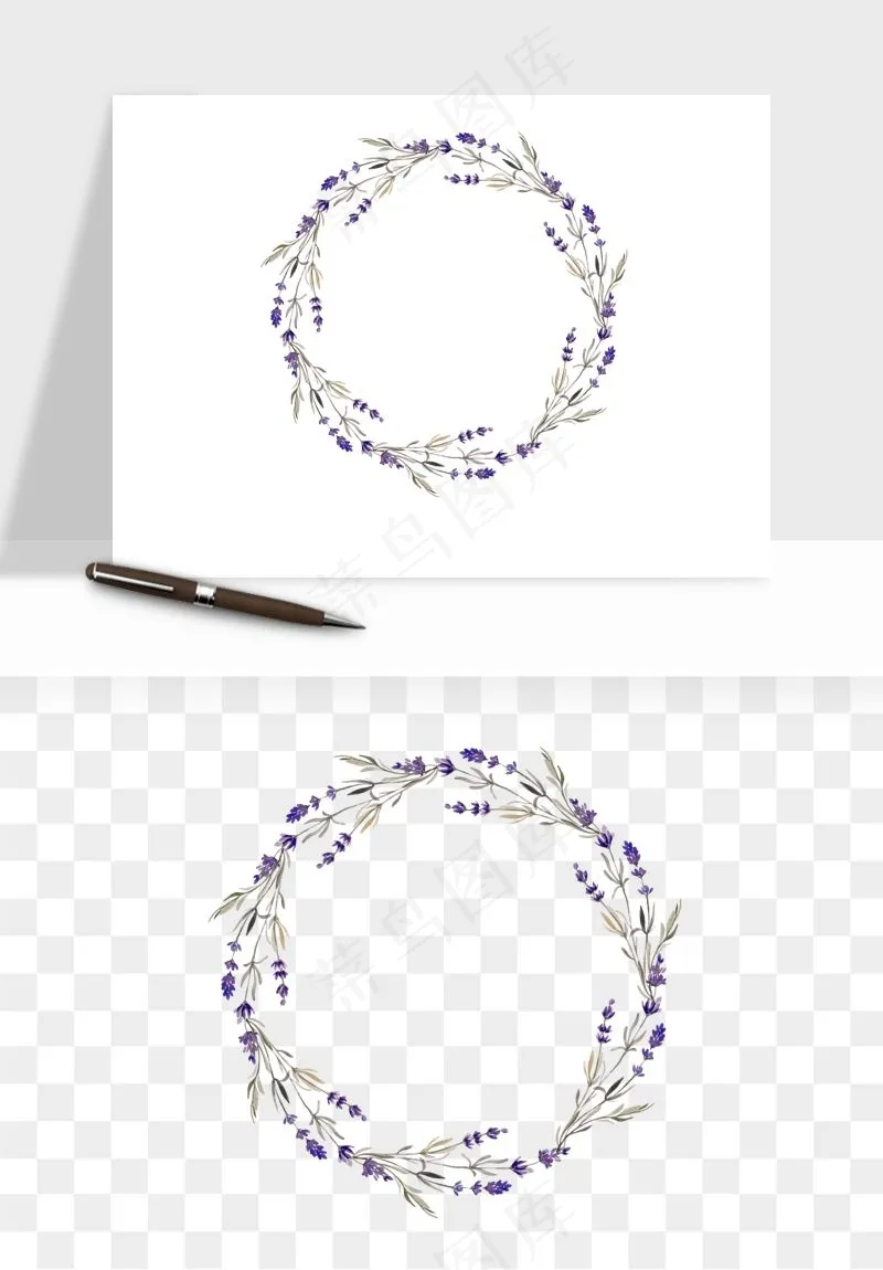 手绘花环边框浪漫png免抠