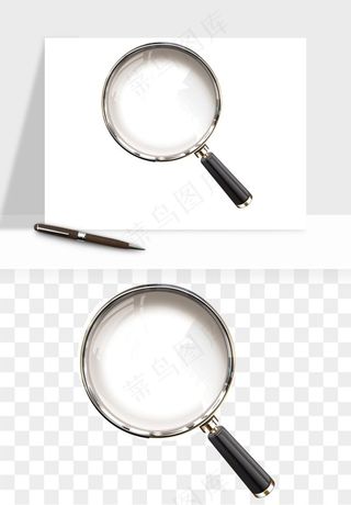 手绘放大镜镜片png免抠