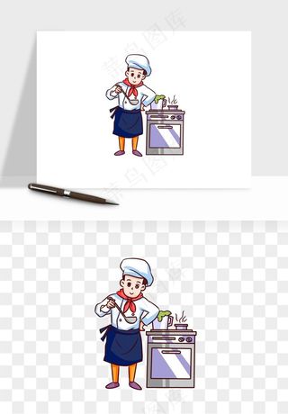 手绘厨师大厨png免抠