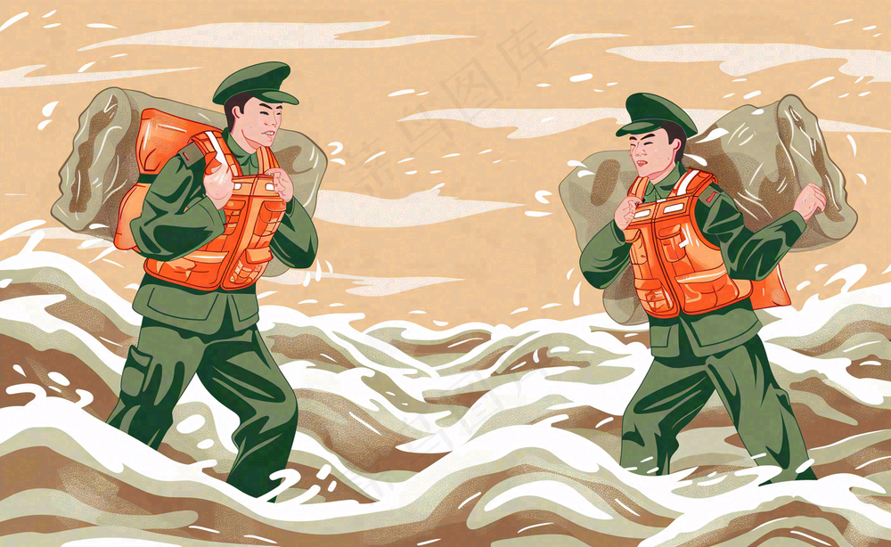 洪水自然灾害防洪预警摄影图