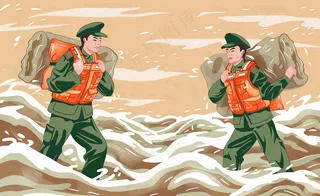 洪水自然灾害防洪预警摄影图