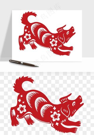 十二生肖剪纸中式纹样图案png免抠