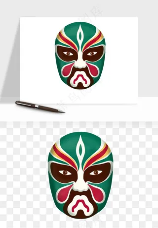 手绘戏剧脸谱卡通面具png免抠