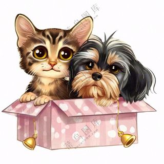 萌宠宠物猫狗礼盒免抠