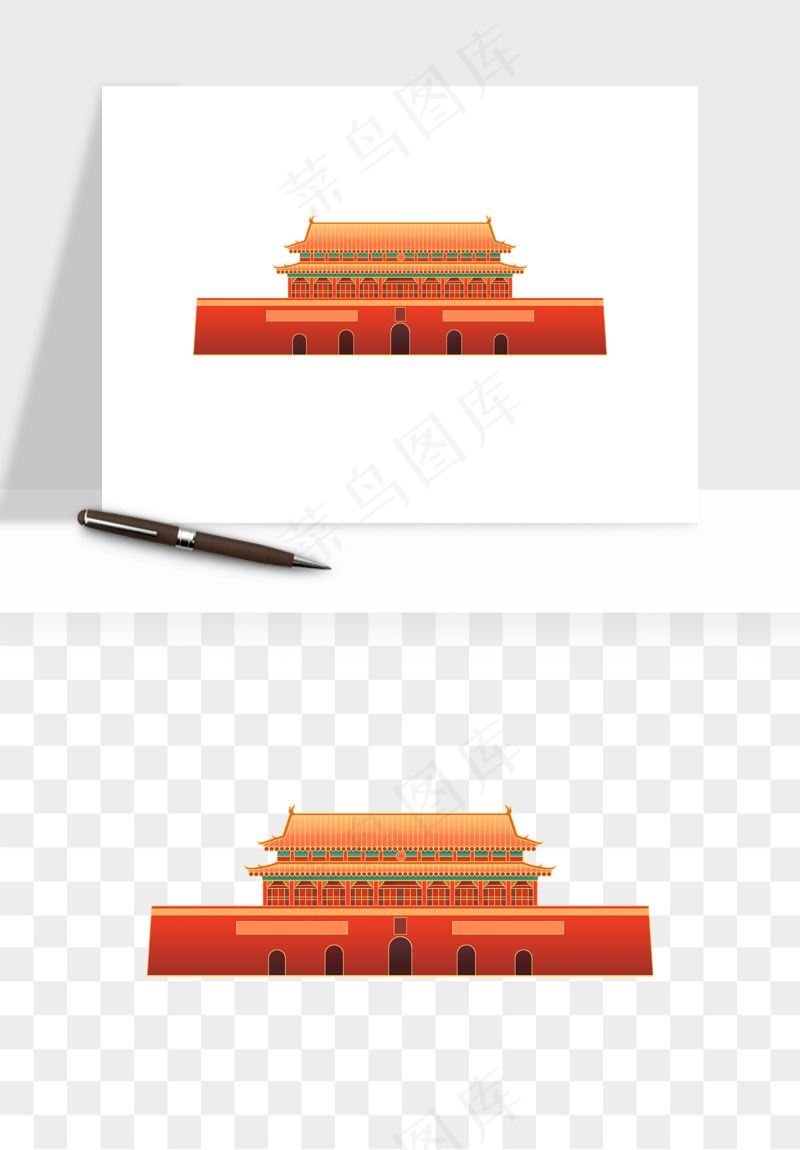 国潮风古建筑古楼古塔鼓楼psd,png免抠图(2500x2000)psd模版下载