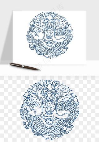 青花瓷花纹花卉图案png免抠