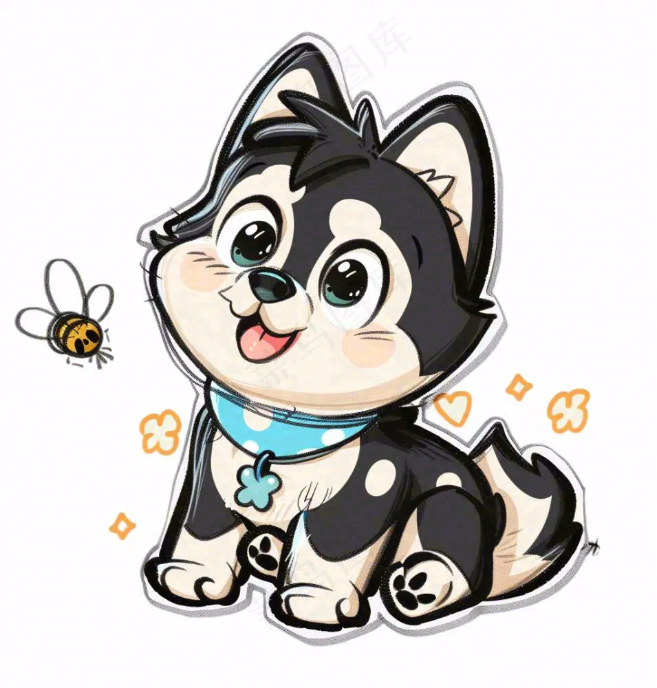 小狗宠物动物卡通插画免抠