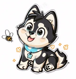 小狗宠物动物卡通插画免抠