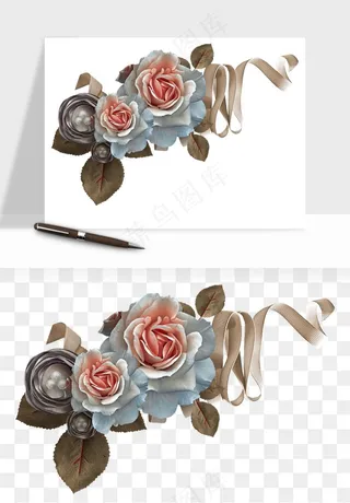 复古花卉相框欧式png免抠