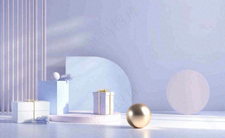 电商促销简约立体几何海报背景电商C4D展台背景