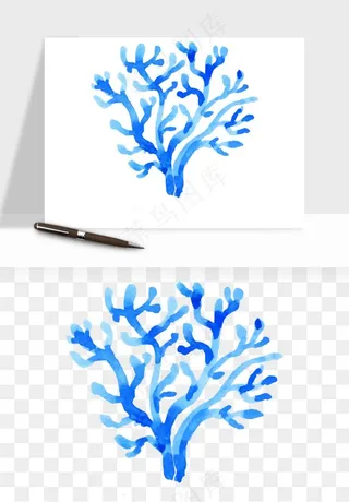 卡通珊瑚海底植物png免抠