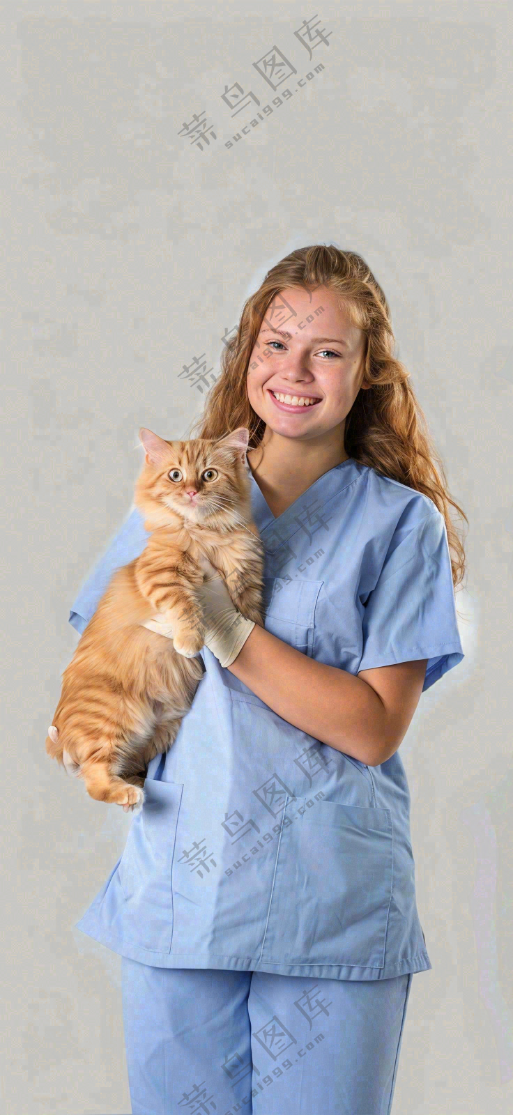 萌宠宠物医院医生抱着猫咪摄影图背景