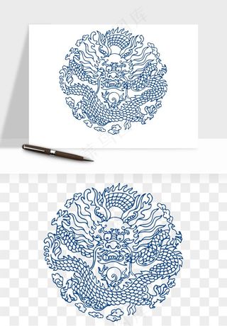 青花瓷花纹花卉图案png免抠