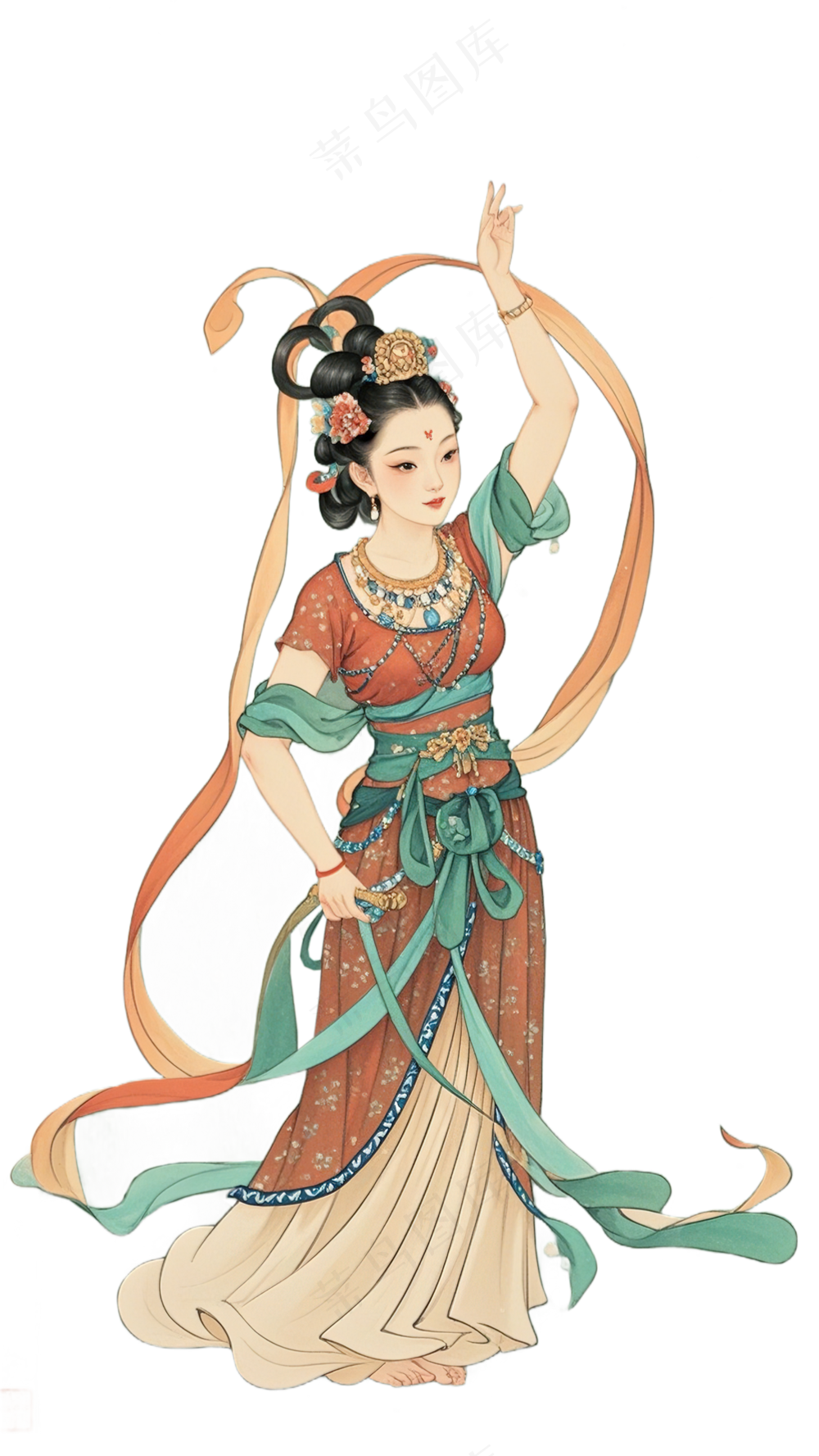 免抠工笔画中国风风韵舞蹈人物