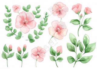 春天粉色花朵插画 免抠
