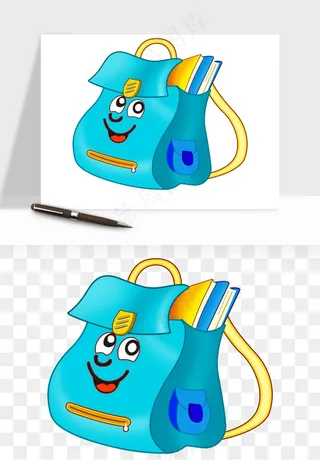 卡通书包背包双肩包png免抠
