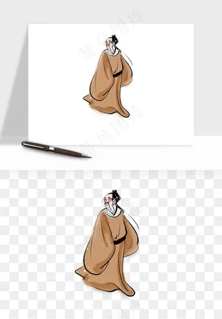 手绘古代诗人文人png免抠